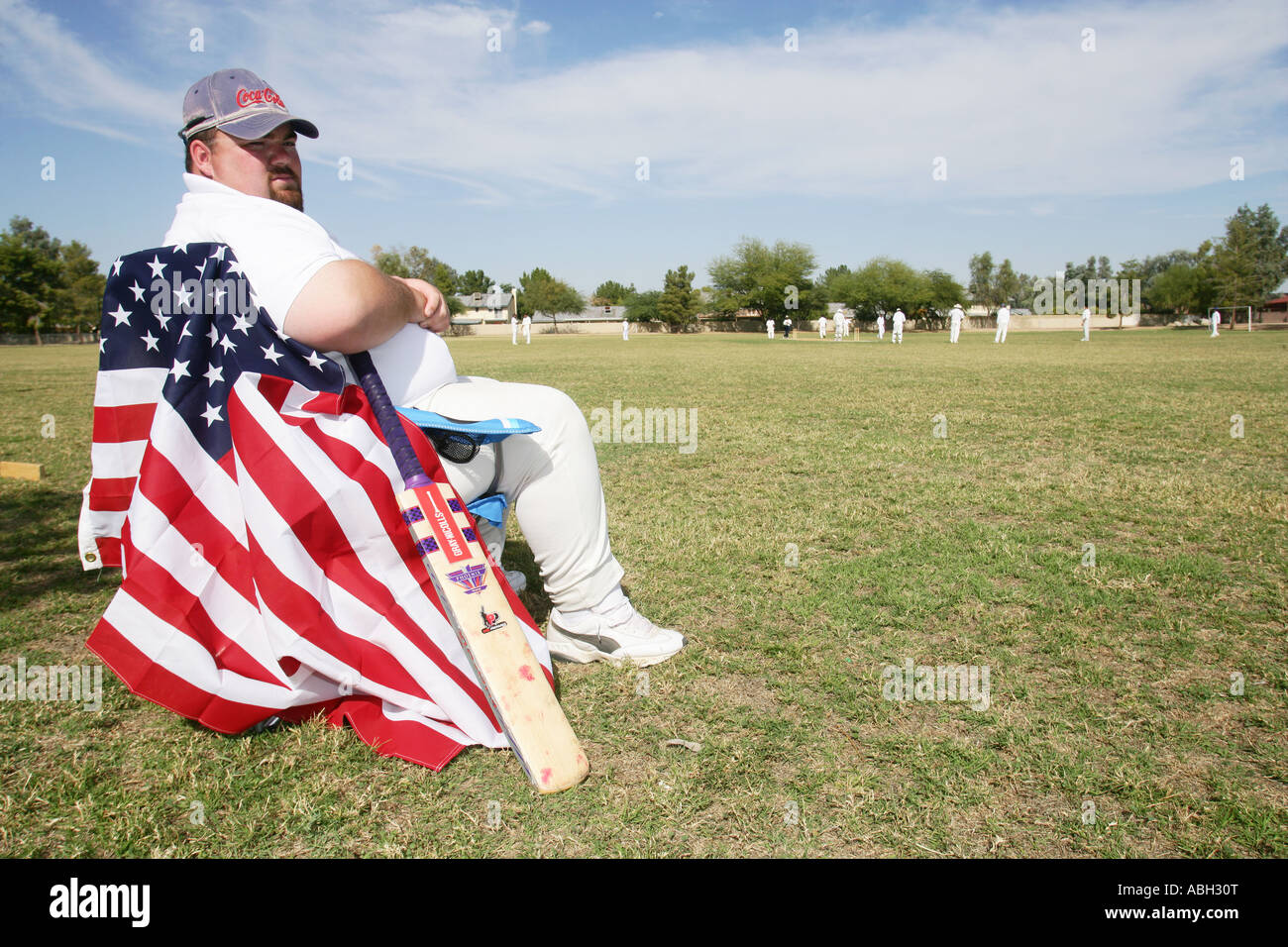 A cricket match taking place in Phoenix Arizona Stock Photo