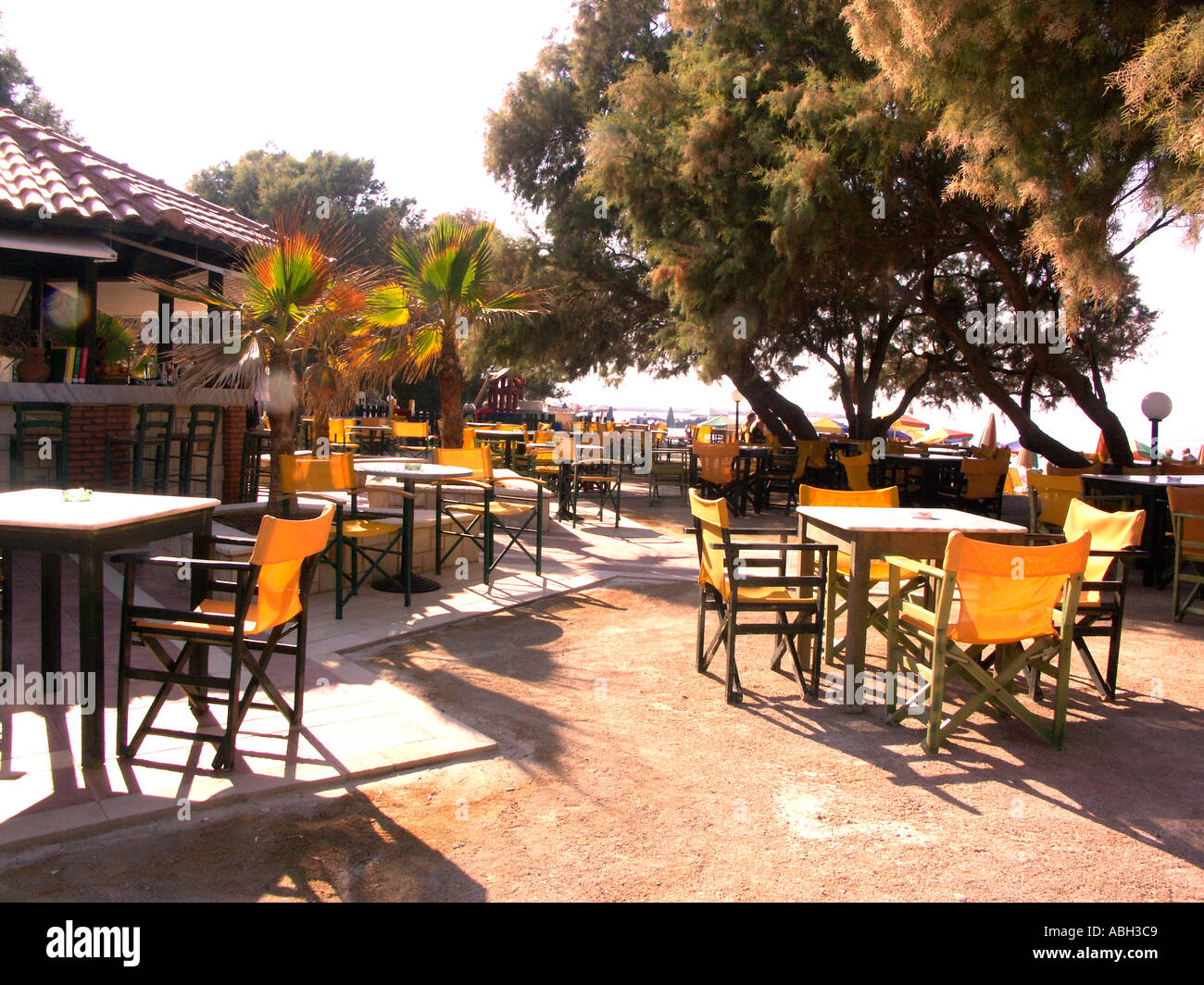 Beachside Taverna Stalos Crete Stock Photo