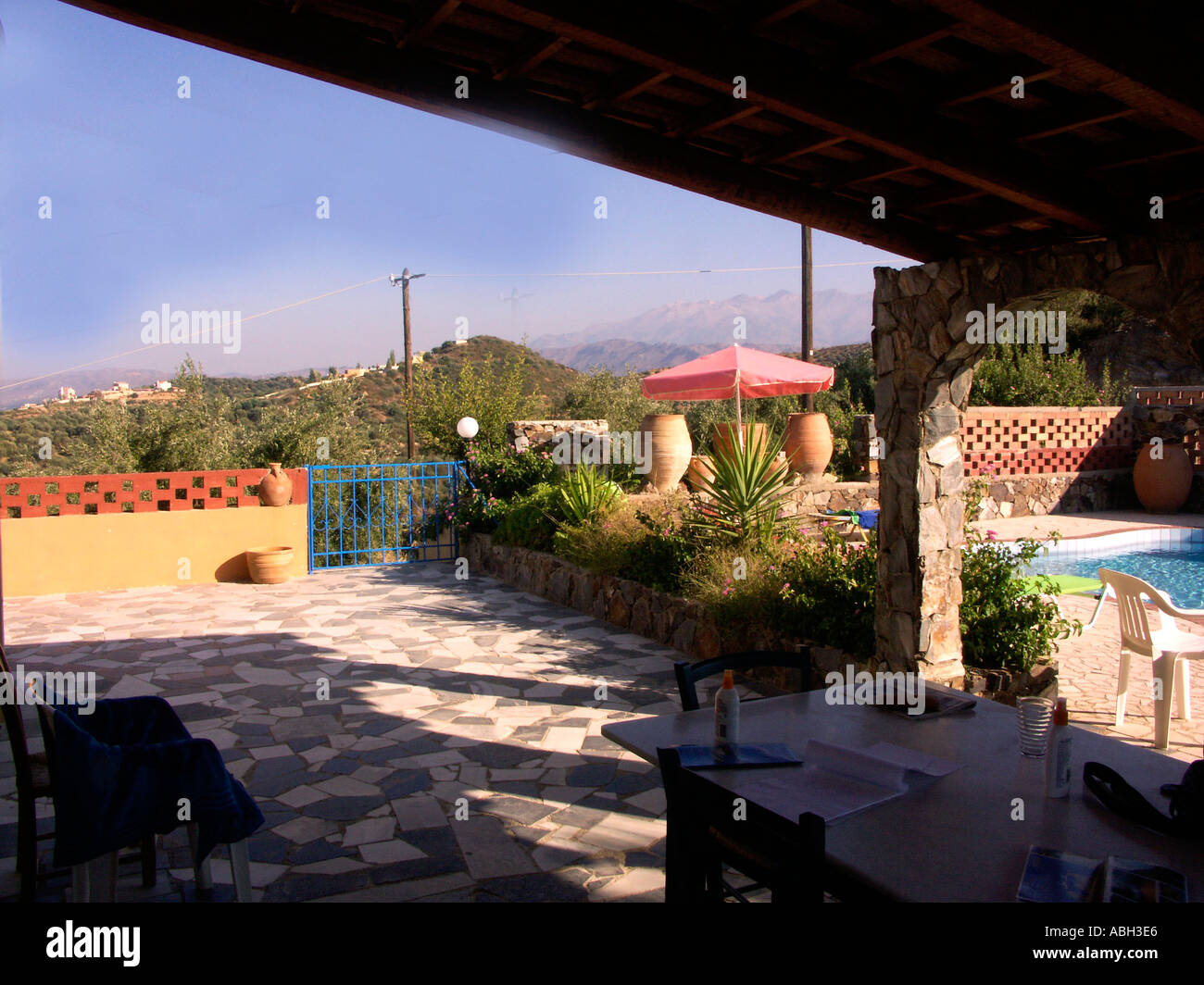 View from Villa at Stalos Crete Stock Photo