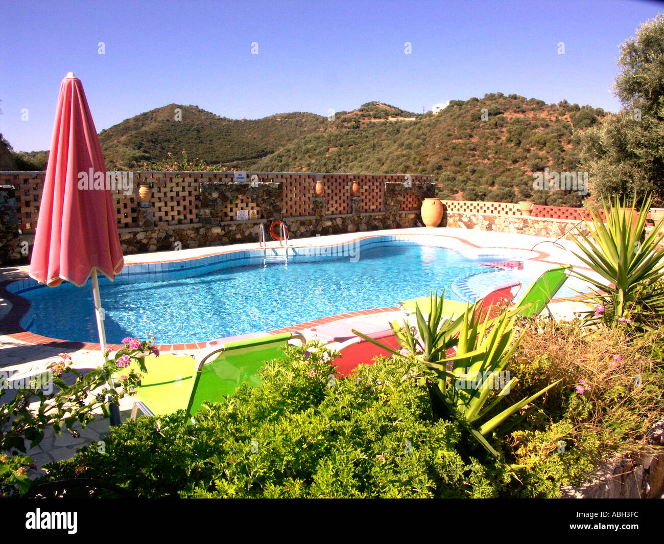 Swimming Pool at Stalos Crete Stock Photo
