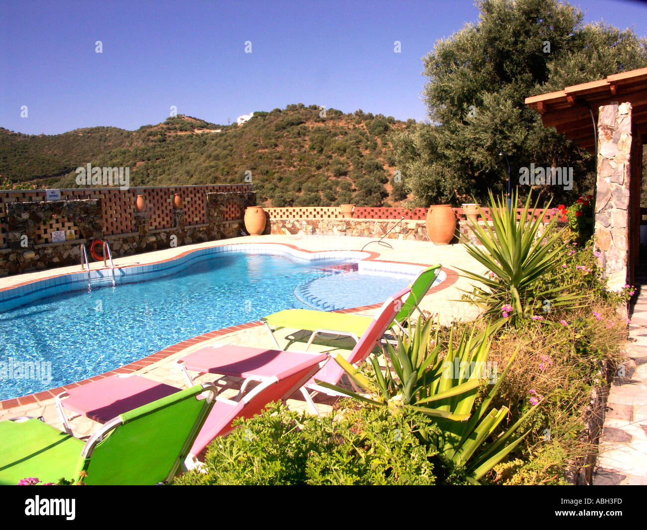 Swimming Pool at Stalos Crete Stock Photo
