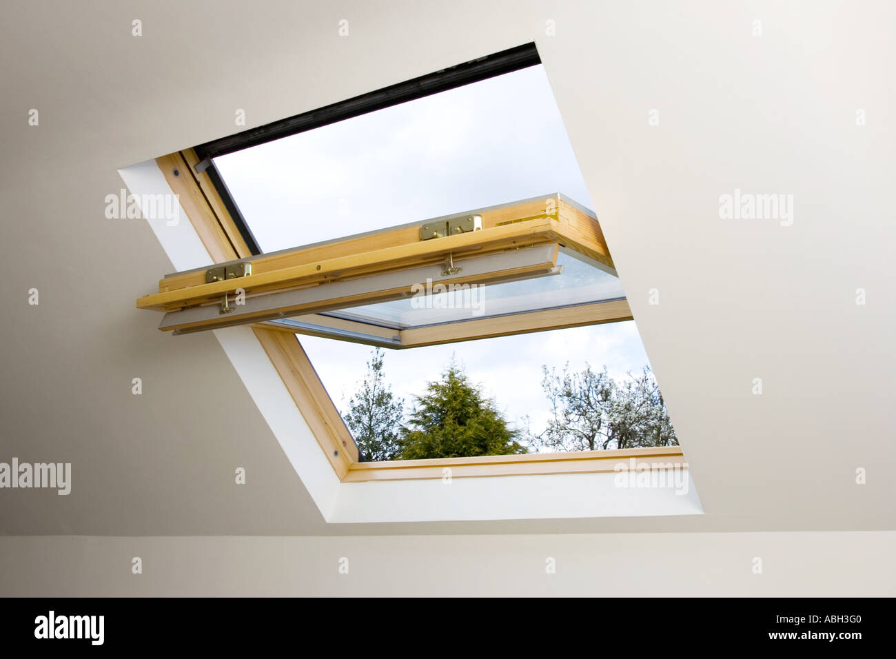 Velux roof window half open Stock Photo Alamy