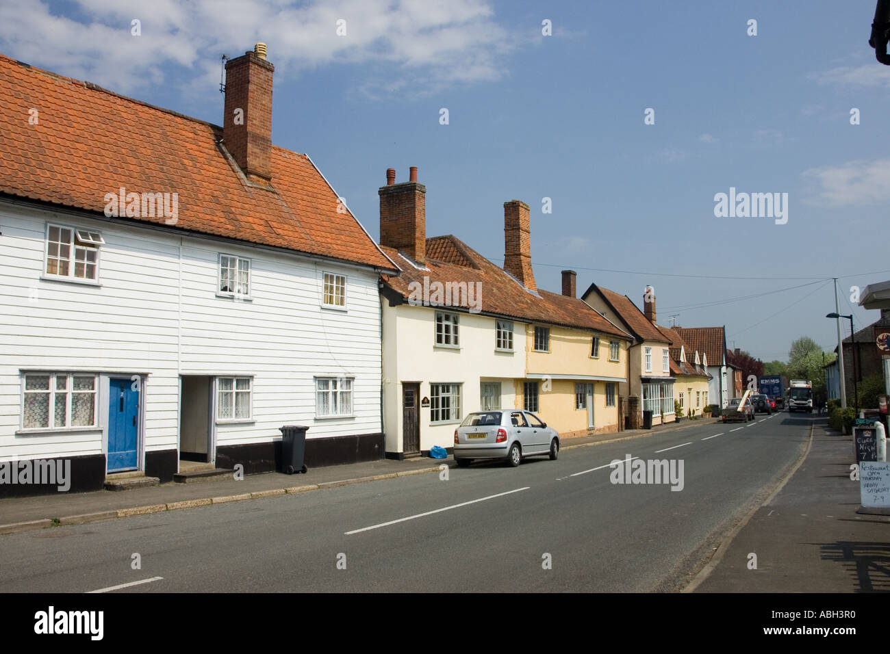 the main street in Walsham Le Willows village in Suffolk, UK Stock