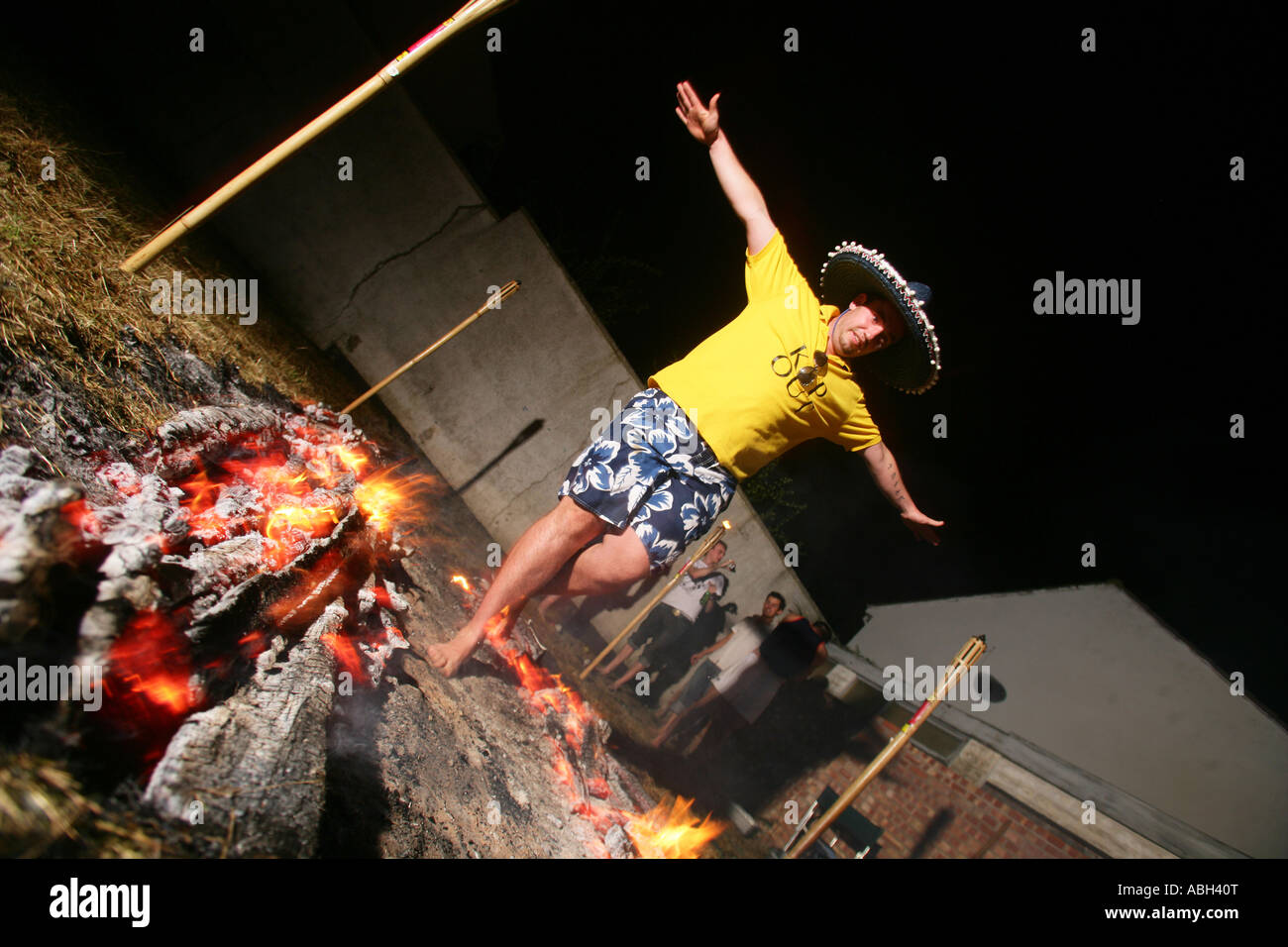 Fire walking Stock Photo