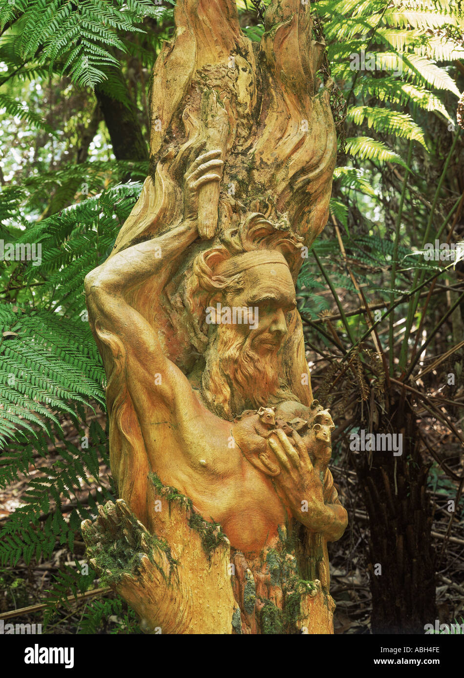 Aboriginal people sculpture at William Ricketts Sanctuary in Victoria Australia Stock Photo