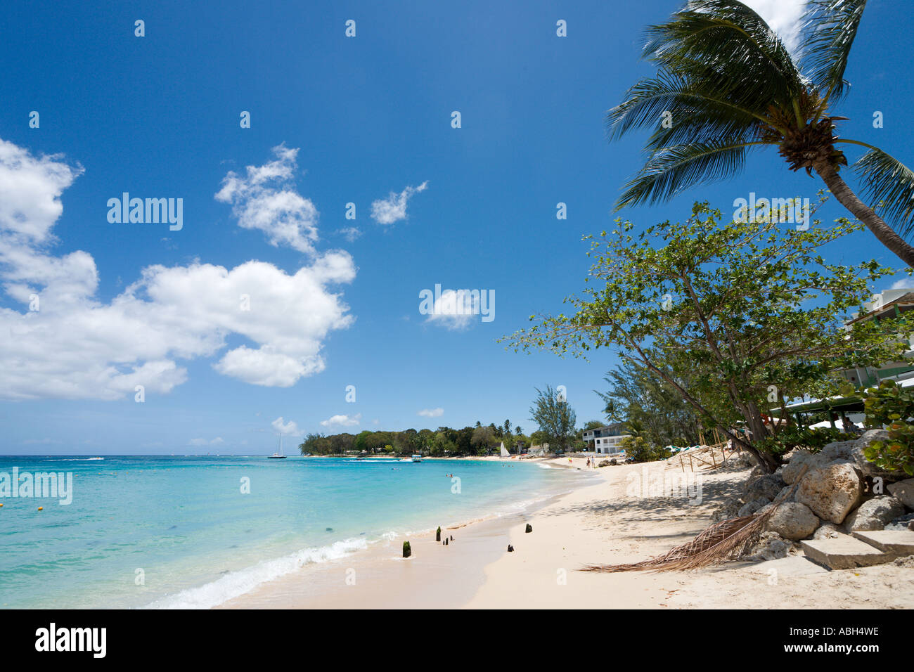 Beach at Holetown, West Coast, Barbados, Lesser Antilles, West Indies, Caribbean Stock Photo
