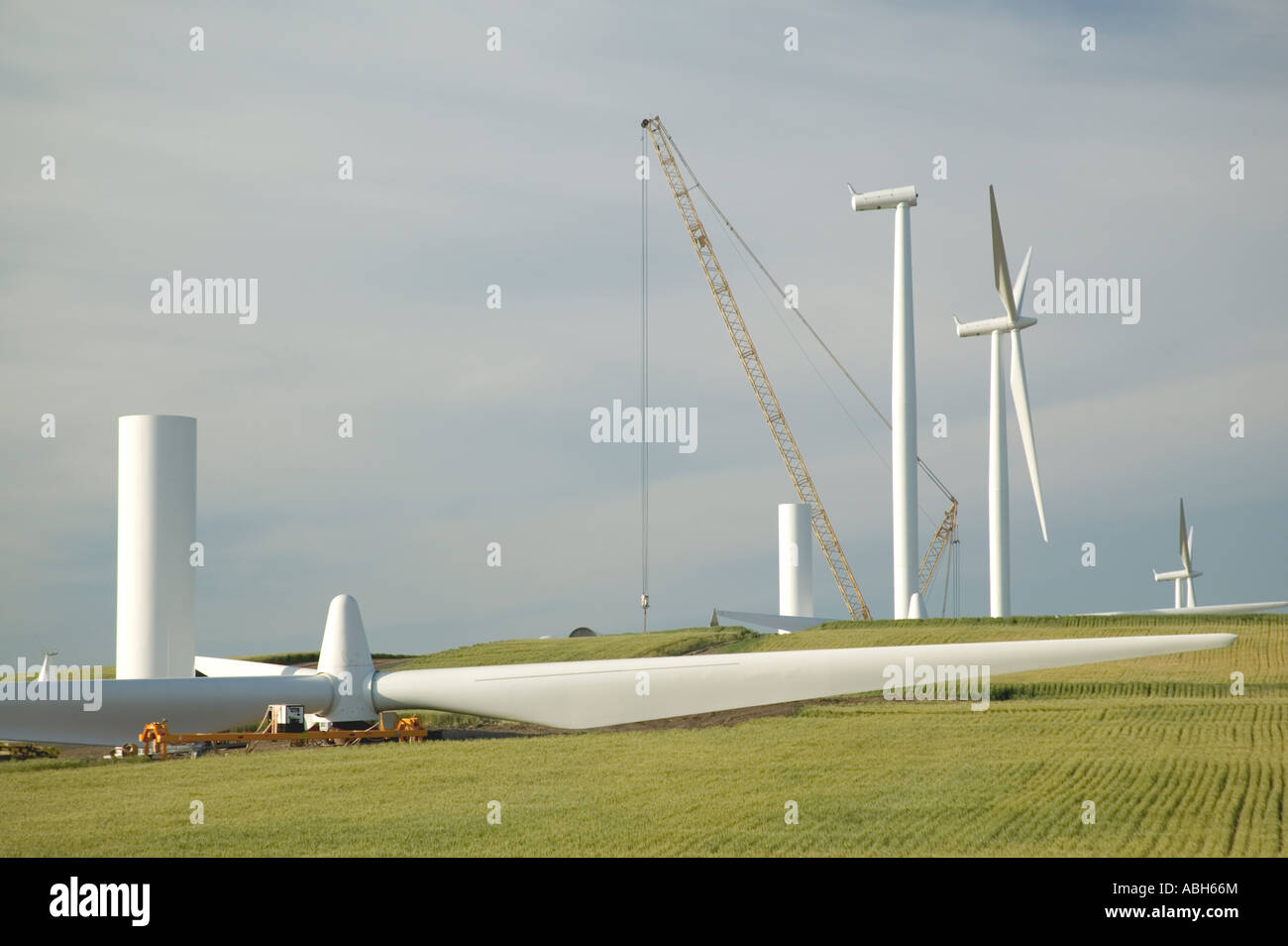 Wind Turbine construction site, wind farm, Oregon Stock Photo Alamy