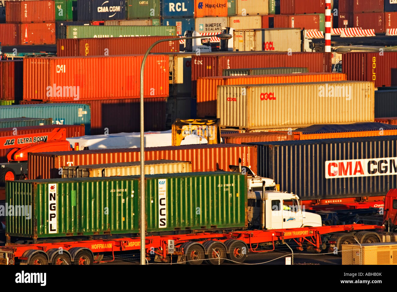 Shipping Industry / ]A Busy Shipping Container Terminal in the Port of Melbourne Australia Stock