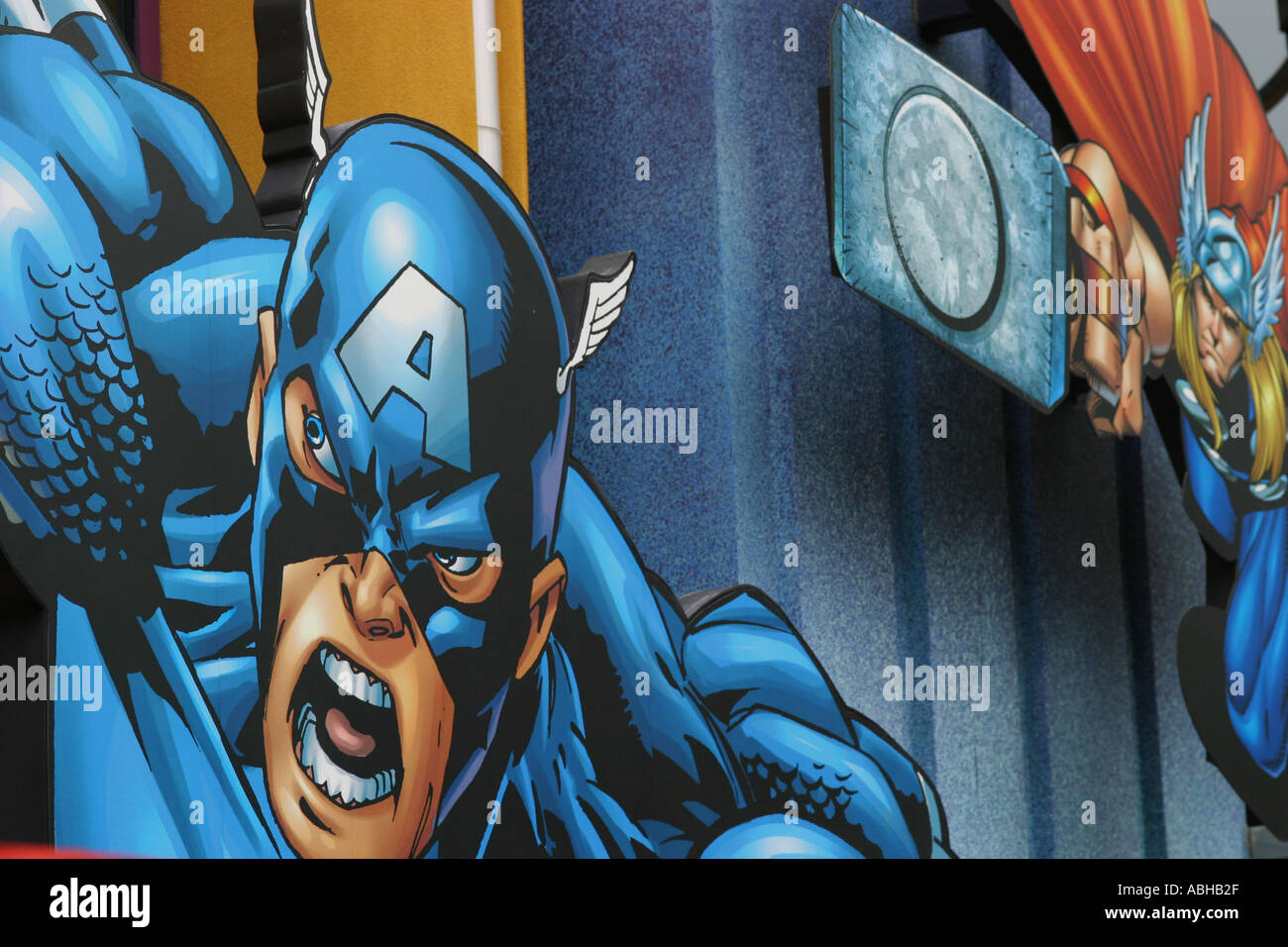 super hero caricature comic strip drawing Stock Photo - Alamy