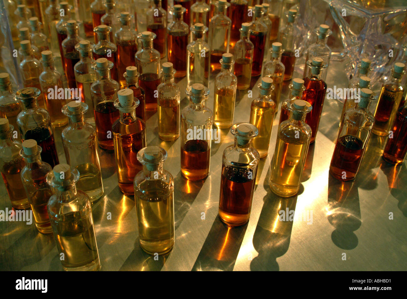 Hennessy Cognac Cellars Charente Region France sample bottles on display Stock Photo