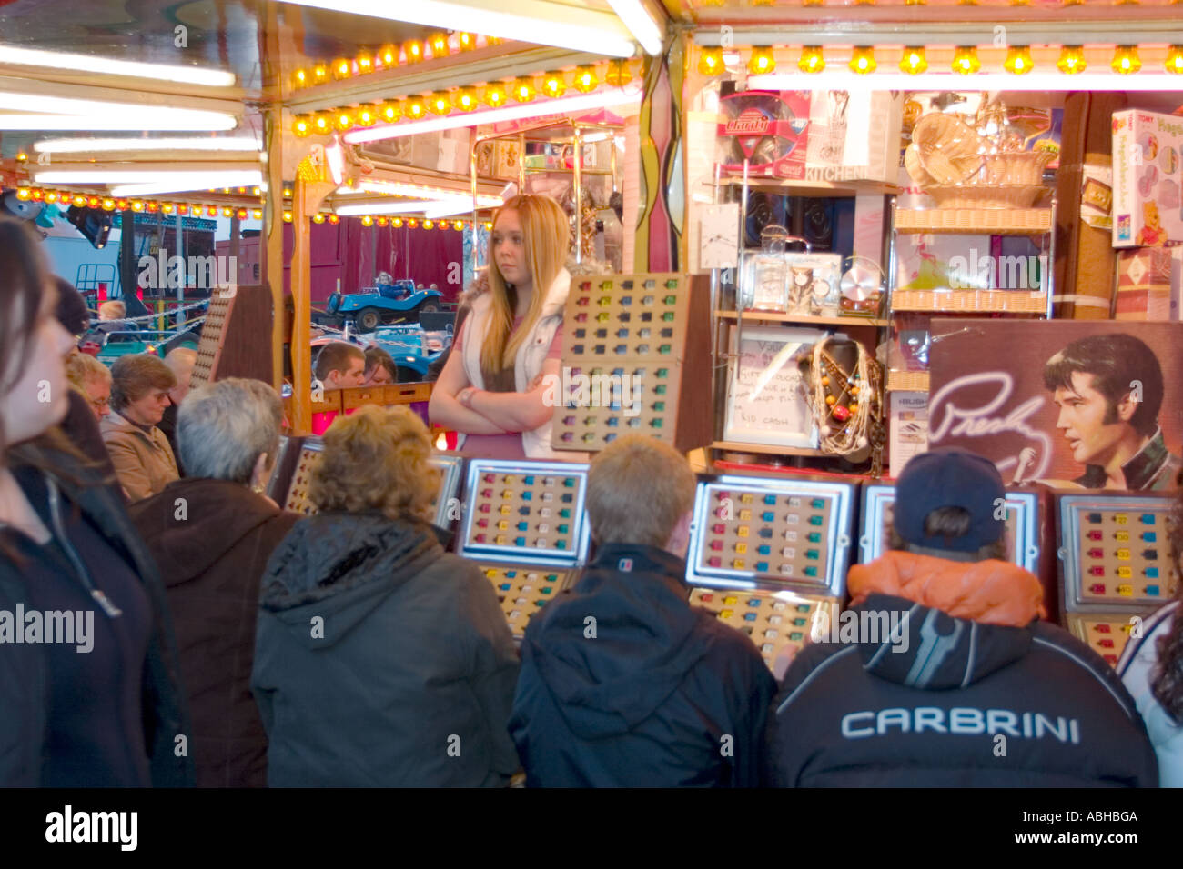 Bingo sideshow stall in fairground Stock Photo