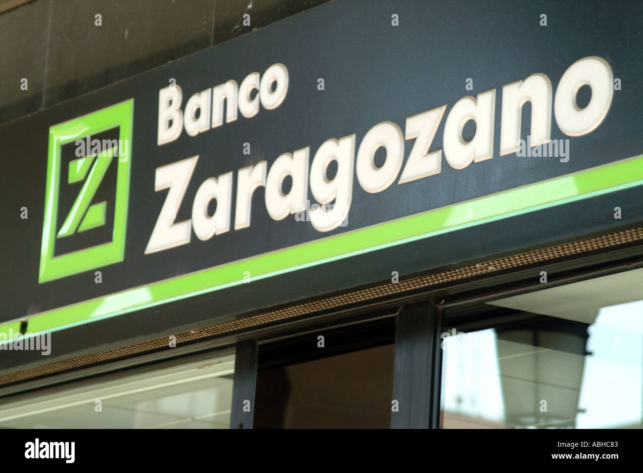 Banco Zaragozano logo Northern Spain Stock Photo