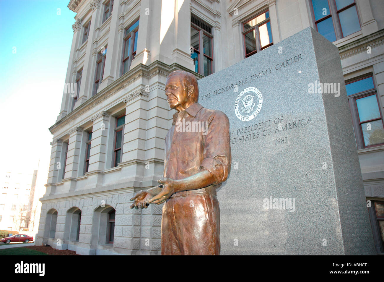 Jimmy Carter President of US USA statue at GA Georgia State Capitol building in Atlanta, GA Governor Stock Photo