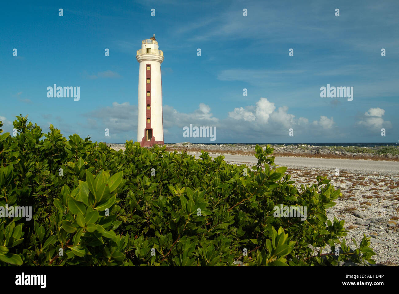 Willemstoren lighthouse at south end of Bonaire Stock Photo