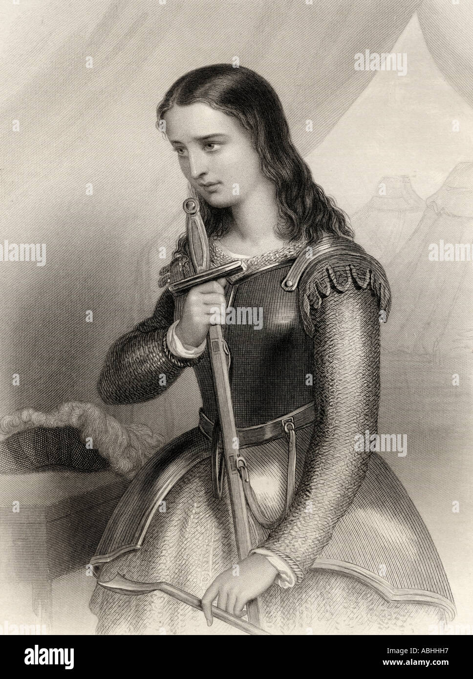 Joan of Arc,1412 -1431. aka Jeanne d'Arc or Jeanne la Pucelle. French heroine and Saint of the Catholic church. Stock Photo
