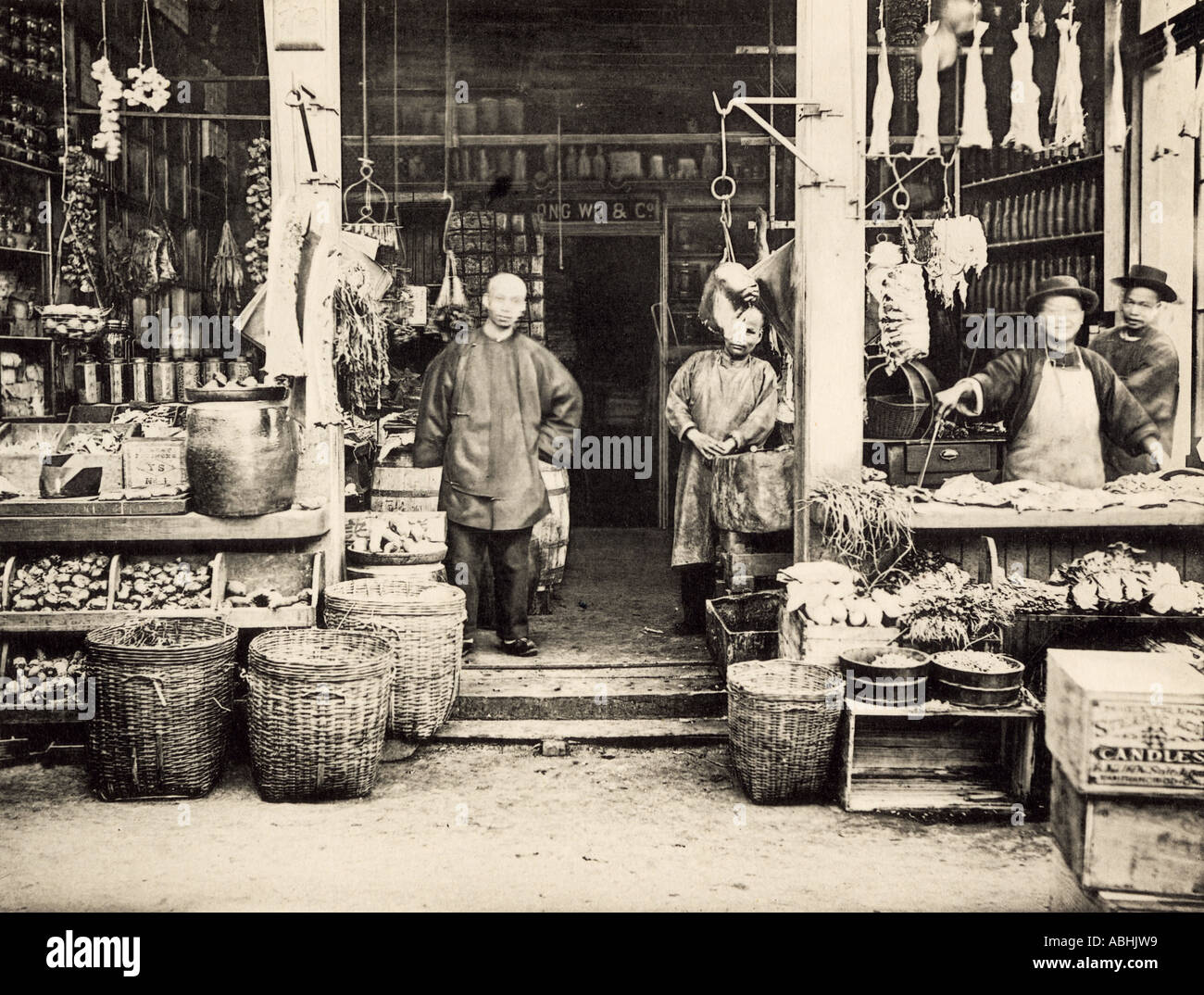 A Chinese grocery in San Francisco 1890s. Albertype reproduction of a photograph Stock Photo