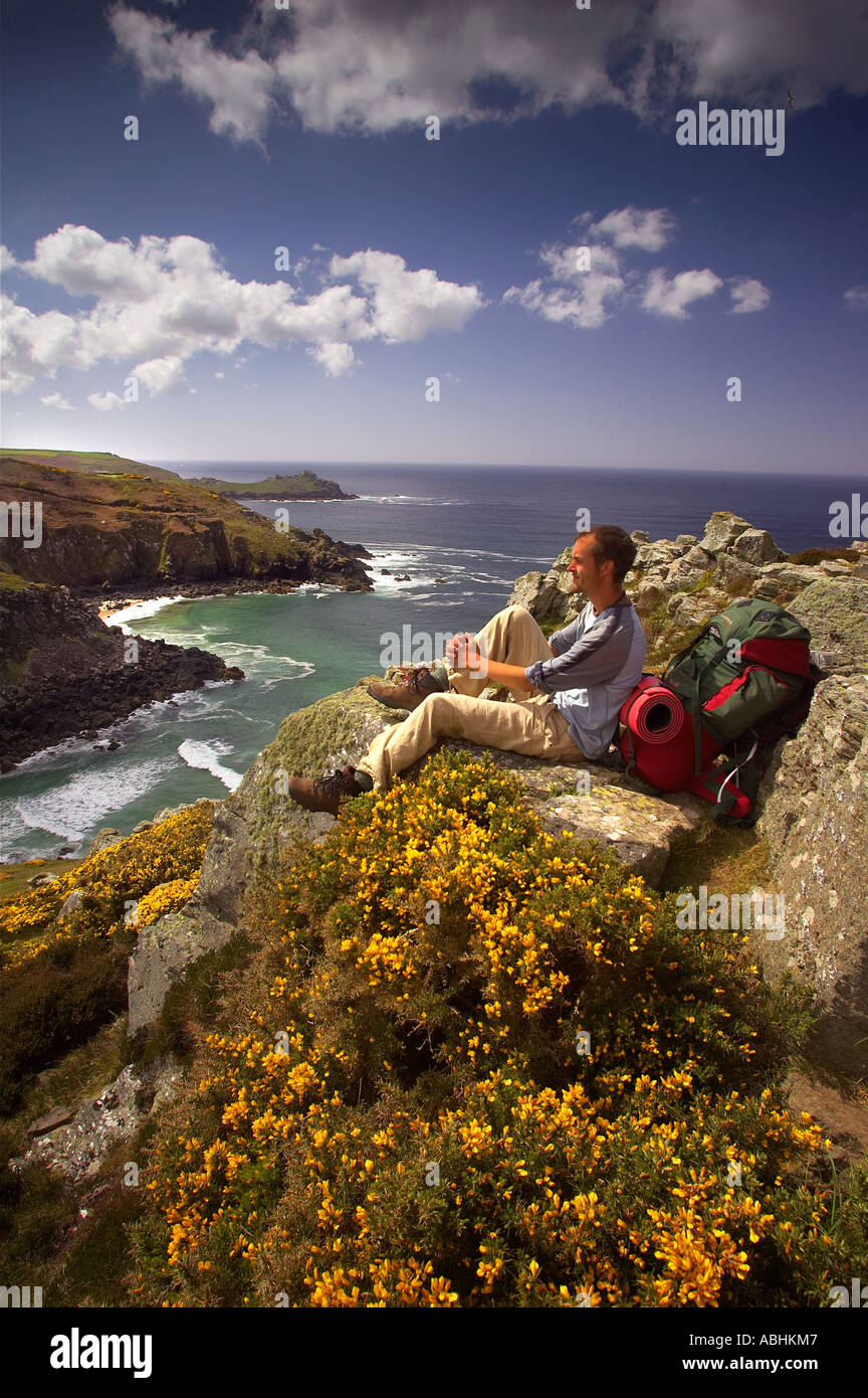 The cliffs at Zennor in north Cornwall looking towards Gurnard's Head Stock Photo