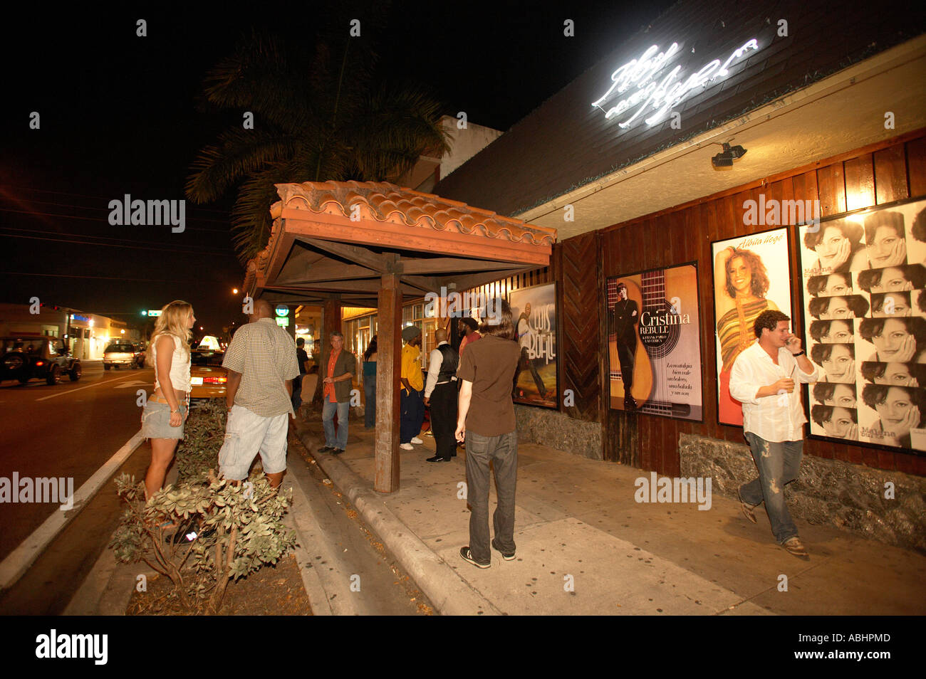 People waiting outside the Hoy Como Ayer Salsa Club and Concerts Calle Ocho  Little Havana Miami Stock Photo - Alamy