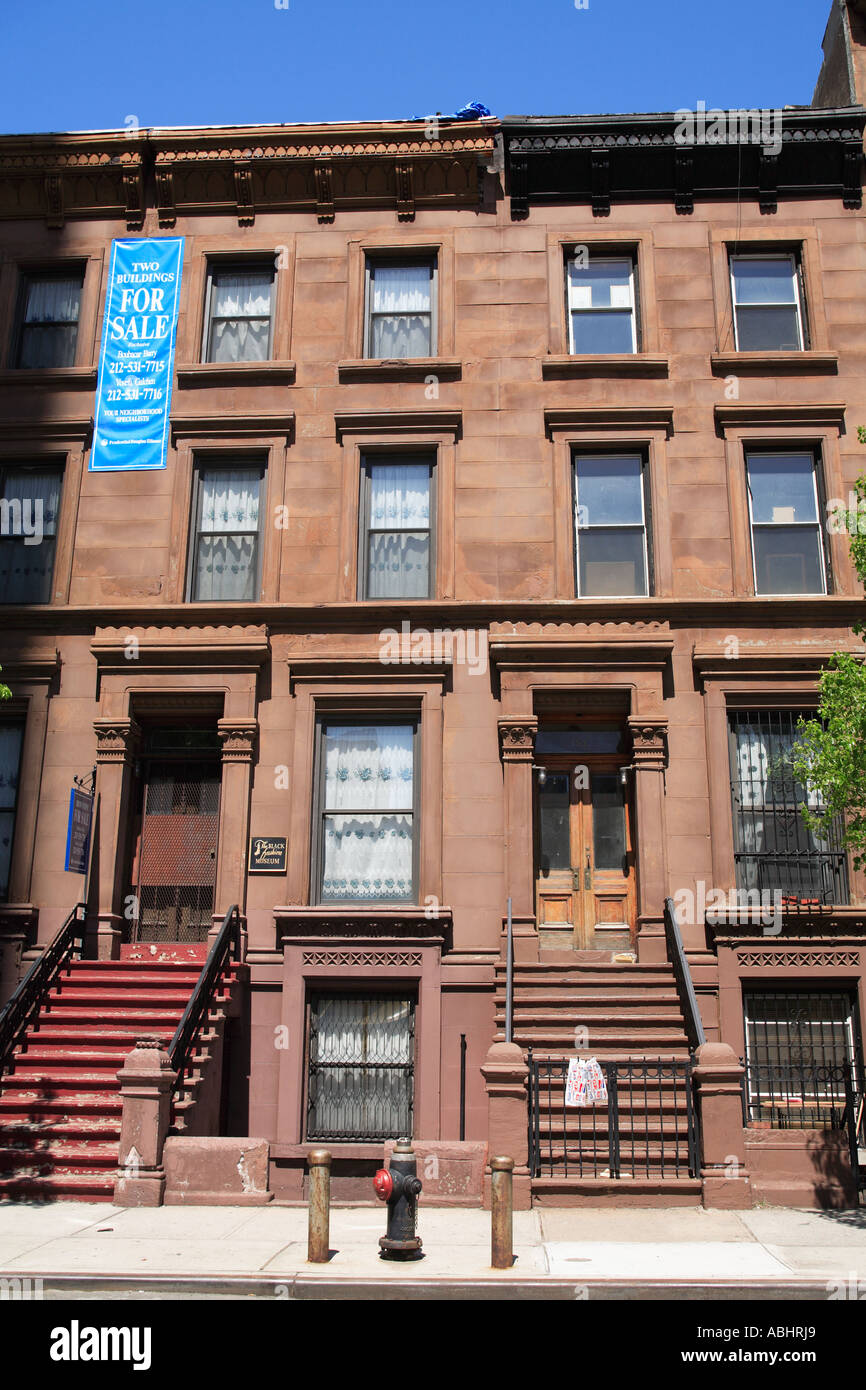 classic Harlem brownstones for sale manhattan new york city usa Stock