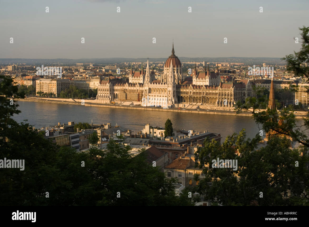 View to the Parliament over the Danube river Pest Budapest Hungary Stock Photo