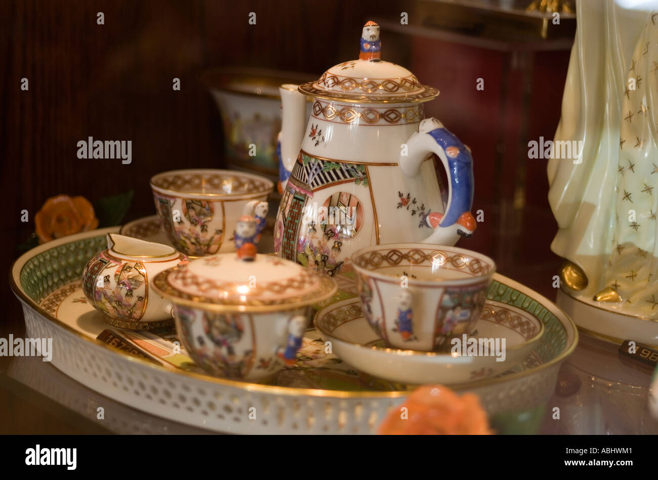 Tea set of Herend Porcelain Shop Pest Budapest Hungary Stock Photo Alamy