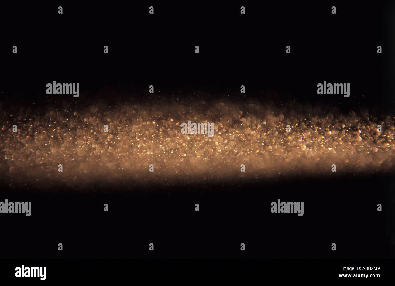 Diamond Dust or Ice Snow crystal flow visualization in freezer chamber Stock Photo