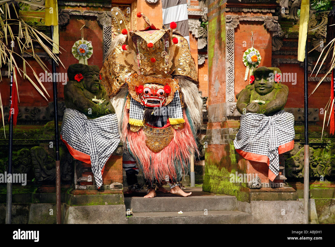 Barong actor in animal costume, Batubulan, Bali, Indonesia Stock Photo