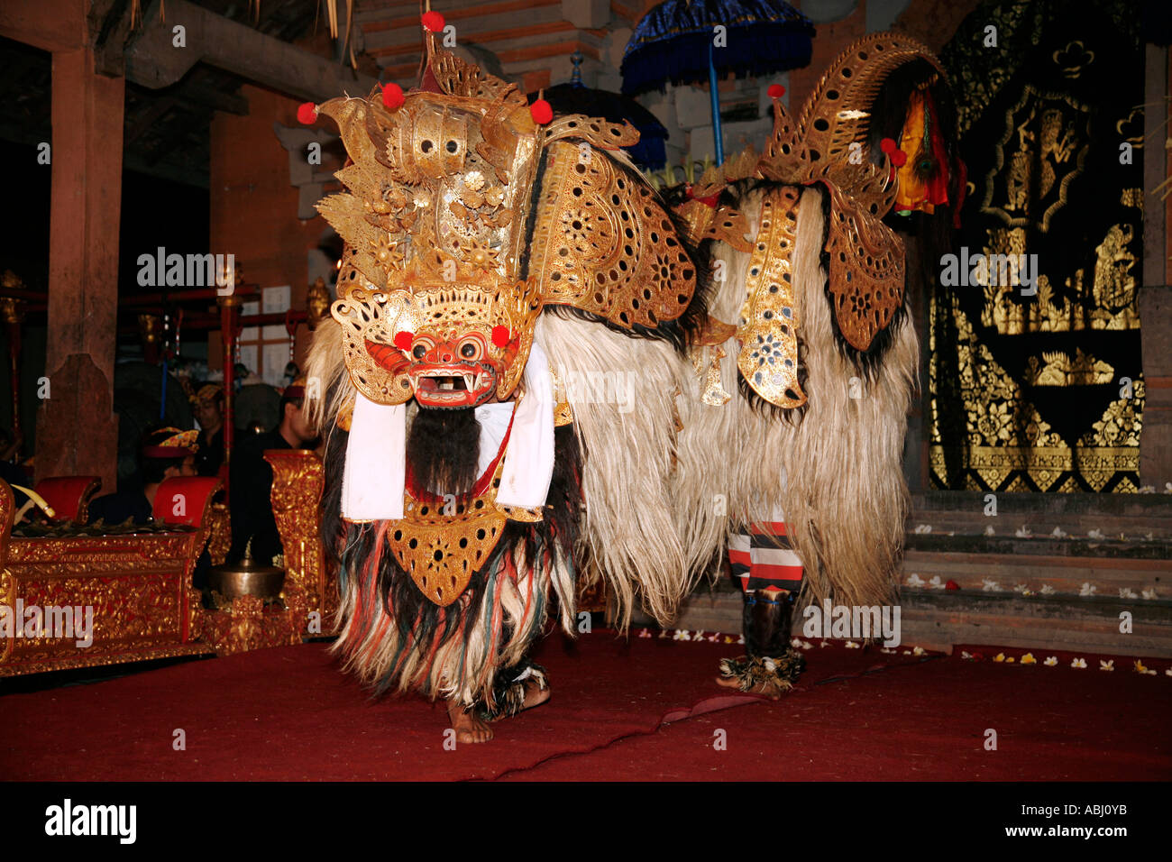 Balinese legong dancer in animal costume, Ubud, Bali, Indonesia Stock Photo