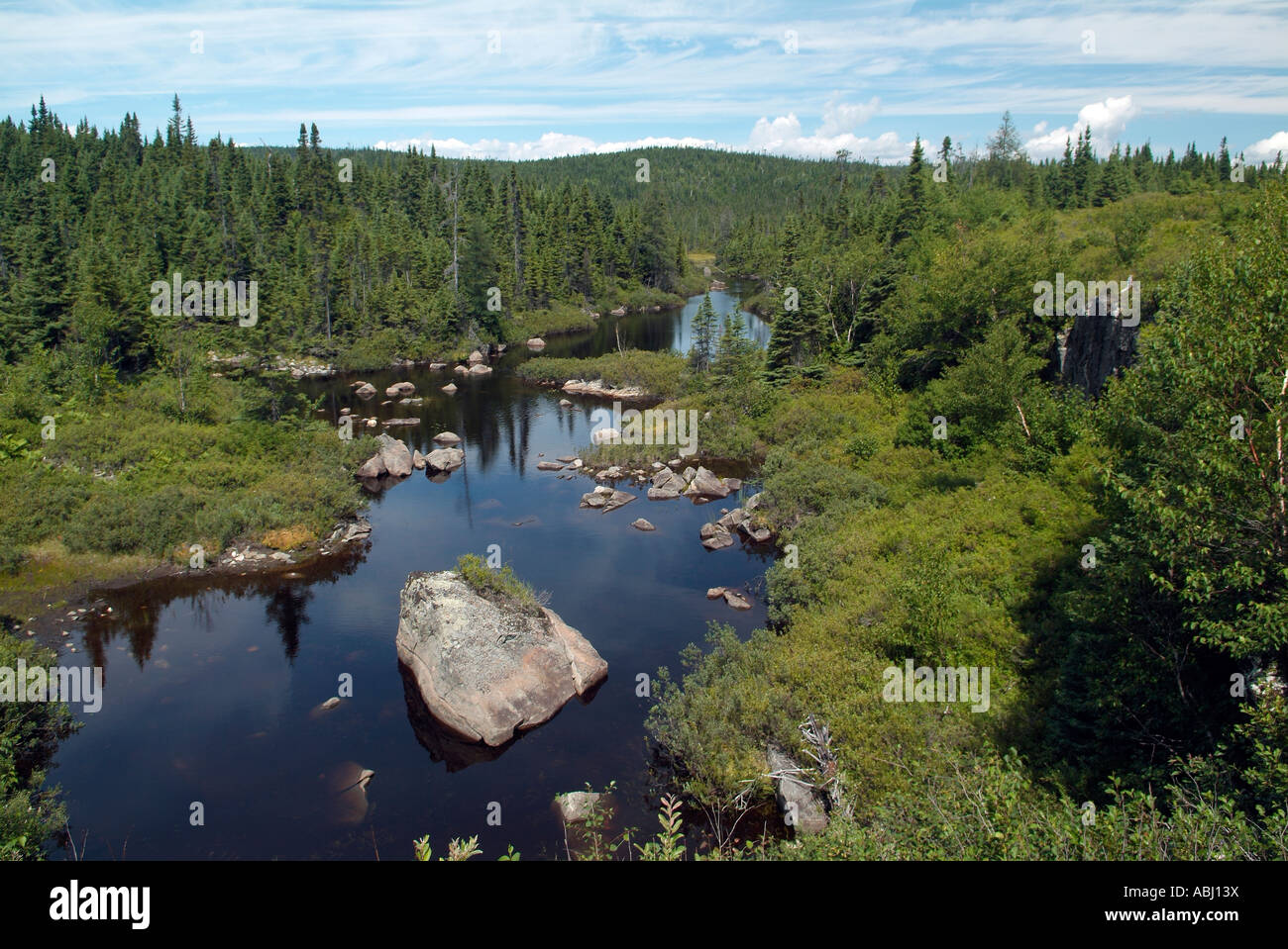 River near Baie Comeau, North of Quebec Stock Photo Alamy