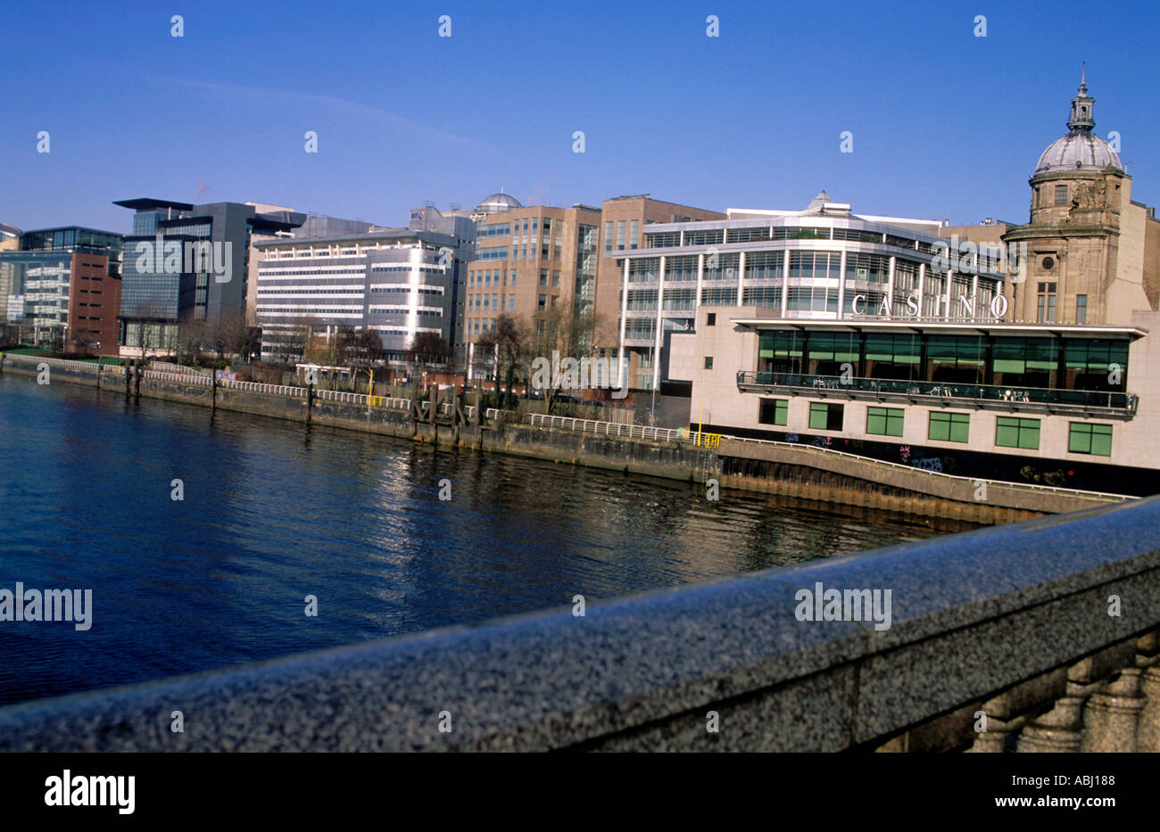 RIVER CLYDE AND CITY CENTRE GLASGOW SCOTLAND Stock Photo