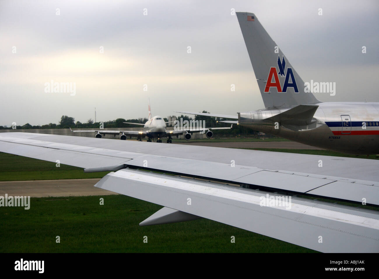 London Heathrow airport, planes waiting for take off,  Great Britain, Europe. Photo by Willy Matheisl Stock Photo