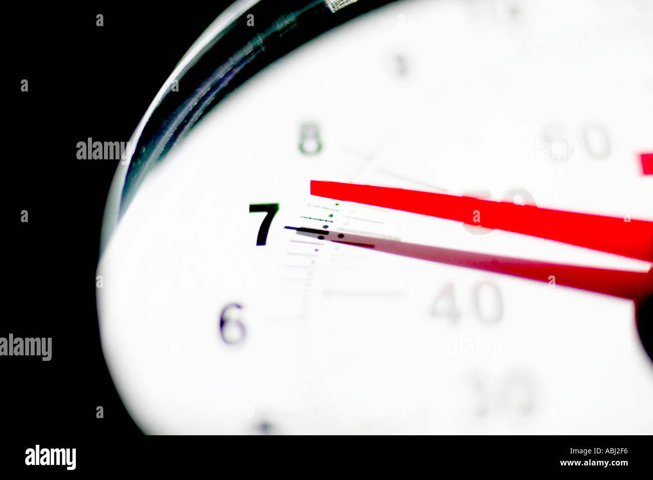 Needle pointing to weight on dial of weighing scale Stock Photo Alamy