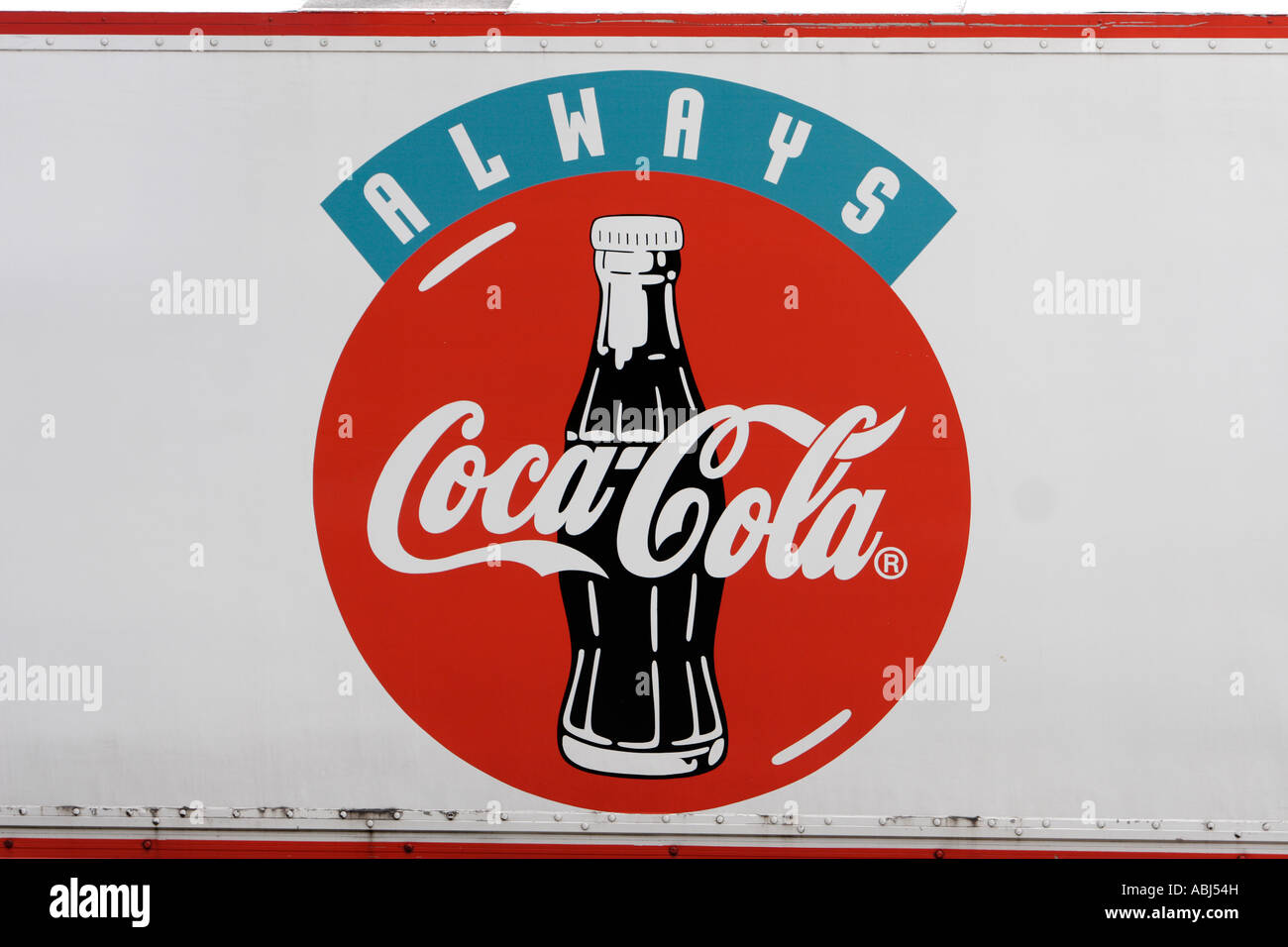 Old Coca Cola sign is seen at a delivery van in Hamburg, Germany Stock Photo
