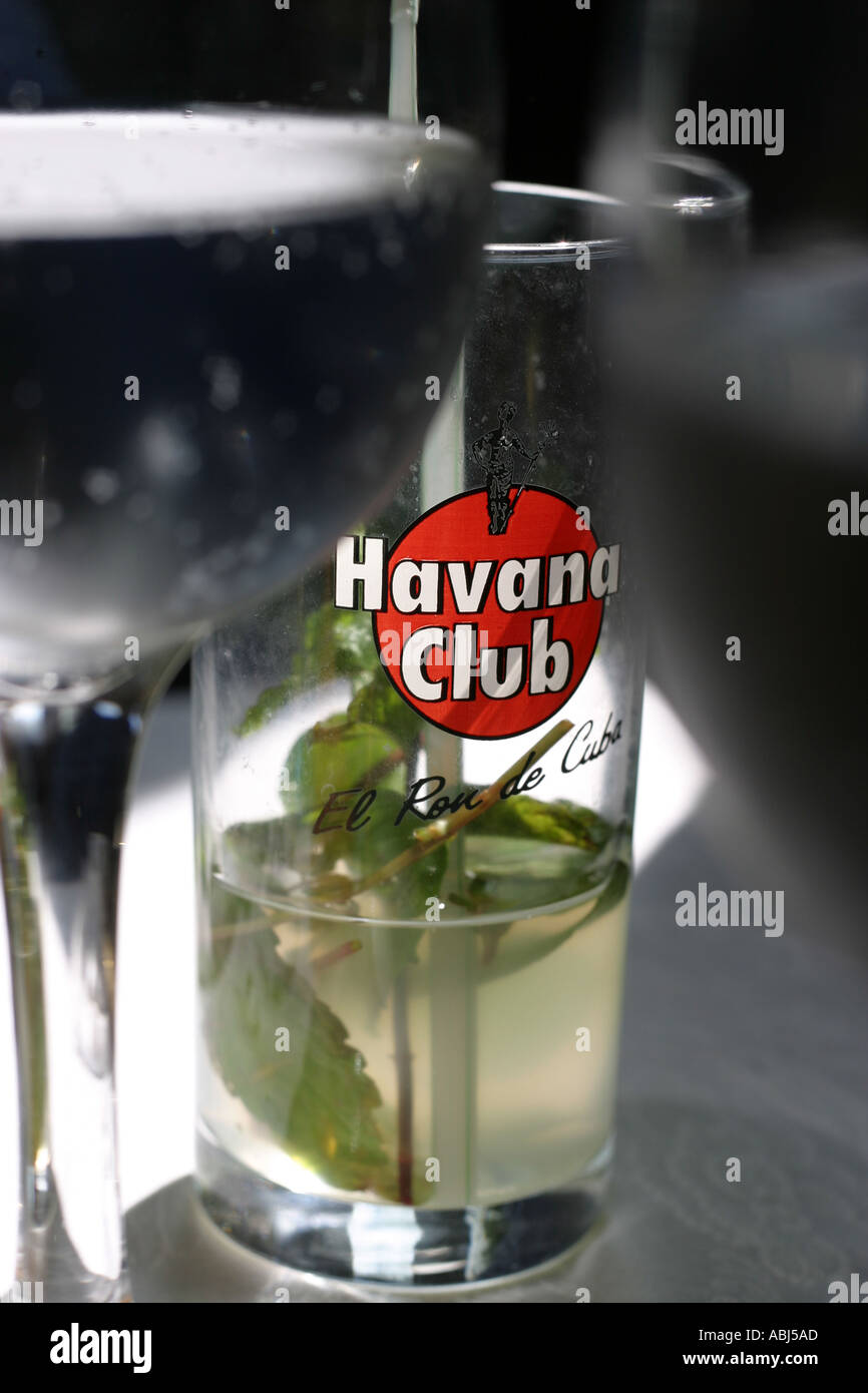half mojito in a havana club glas, Cuba Stock Photo - Alamy
