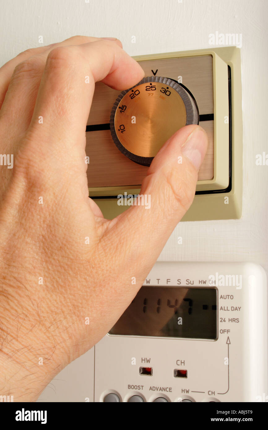 Setting a thermostat Stock Photo Alamy
