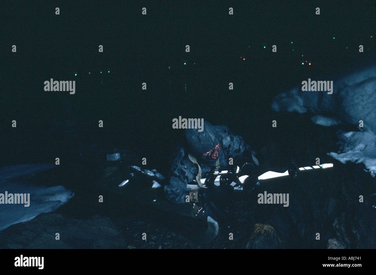 Mountain and Arctic Warfare at night Stock Photo