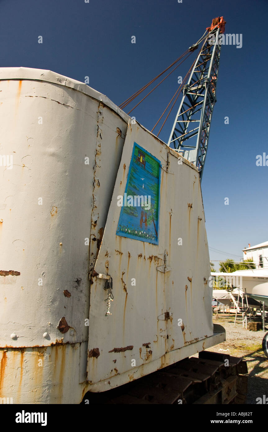 Sausalito California waterfront boat yard site with an old rusty crane Stock Photo Alamy