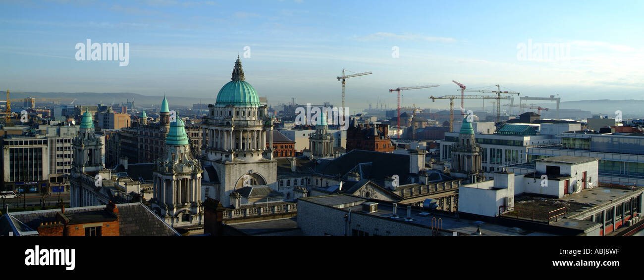 Belfast City Hall Northern Ireland Cityscape Panoramic Stock Photo
