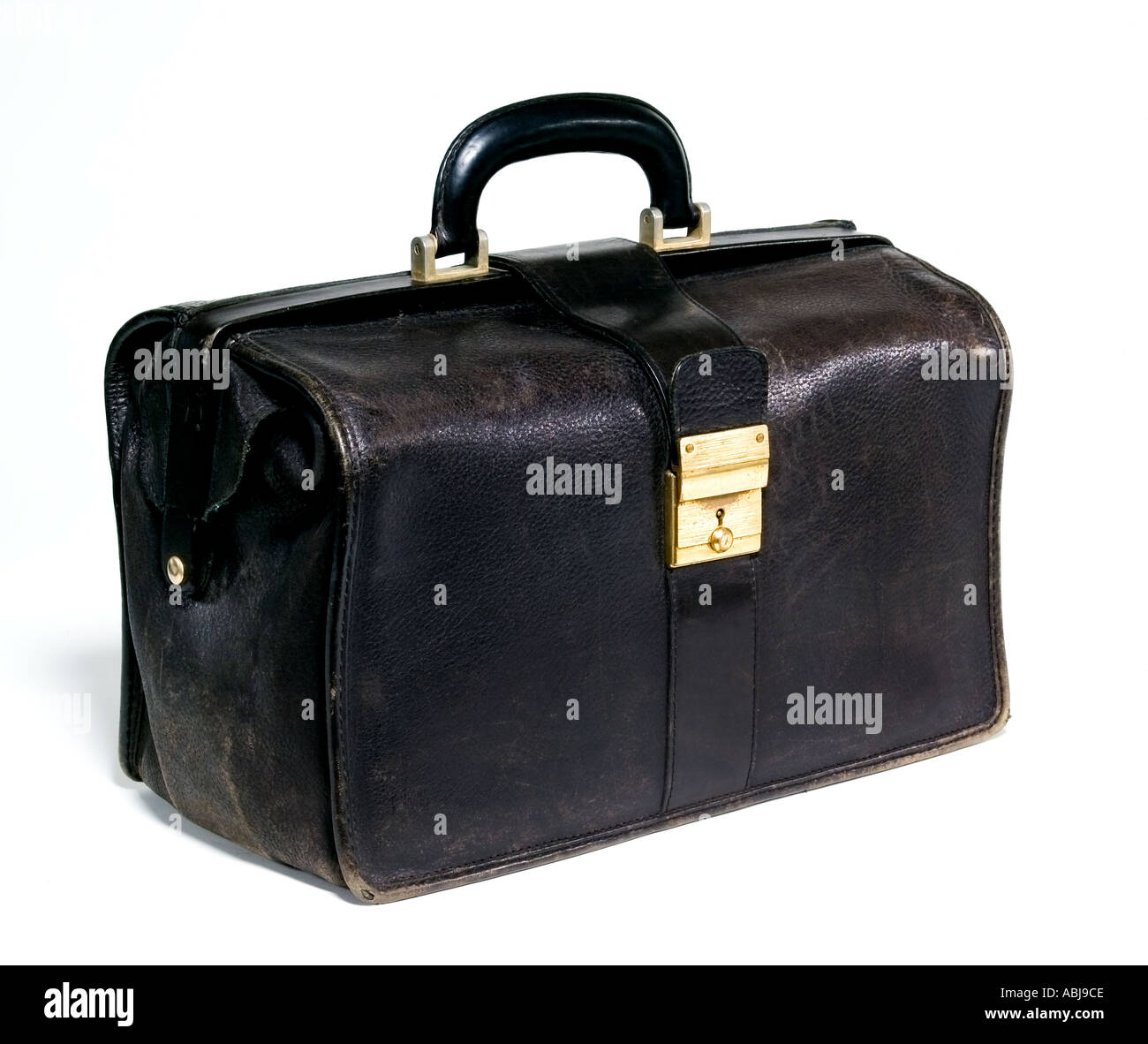 Black Leather Travel Bag Stock Photo