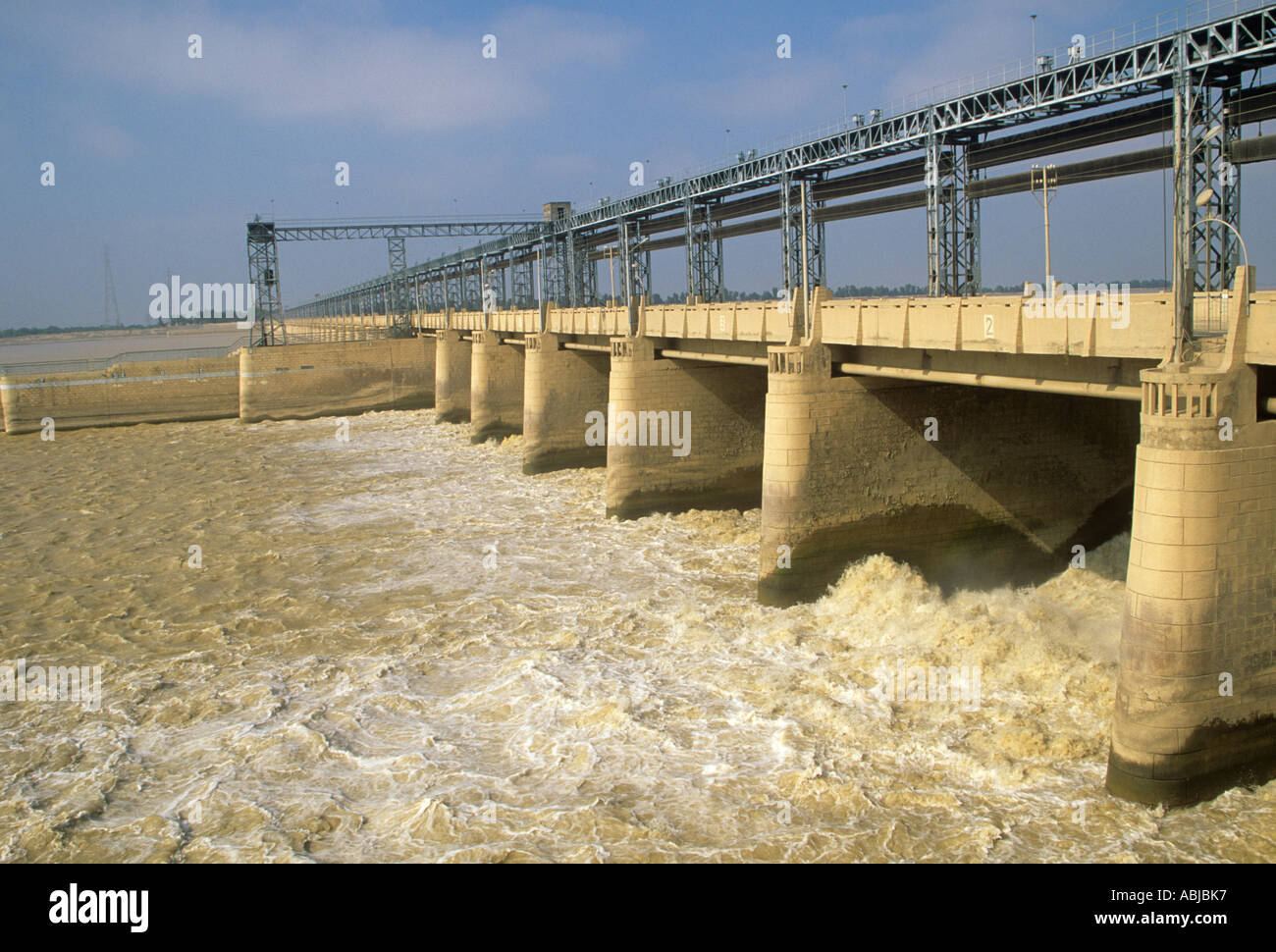 Taunsa Barrage on the Indus river in Pakistan Stock Photo