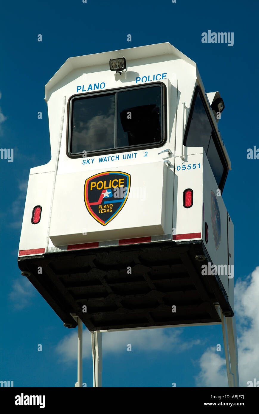 Sky Police Watch Cabin Watching Over A Parking Stock Photo