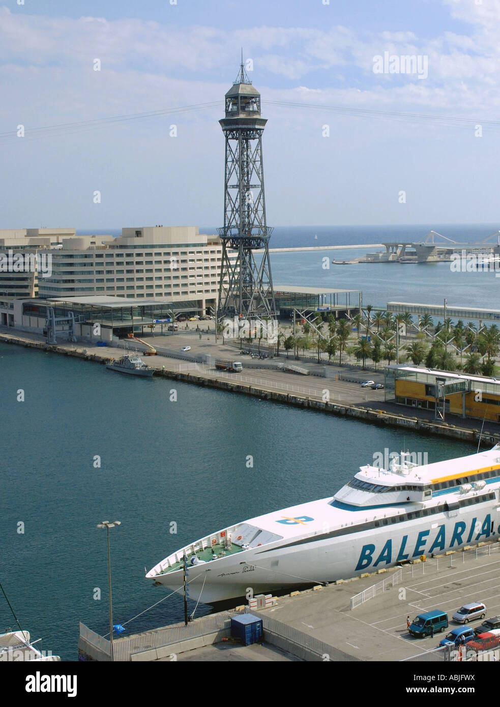 Panoramic view of Muelle Nou Barcelona Barça Barca Catalonia Catalunya Cataluña Costa Brava España Spain Europe Stock Photo