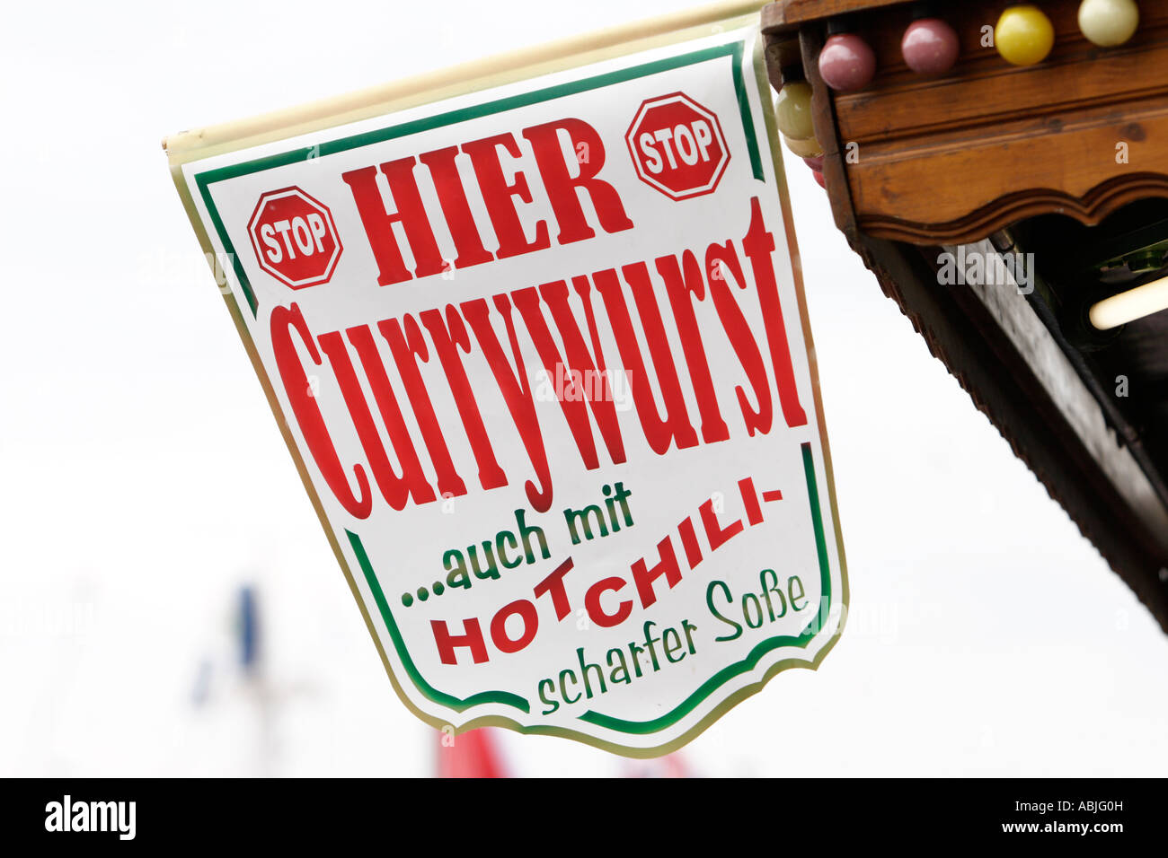 Advertising for currywurst (sausage curry sauce) in Hamburg, Germany