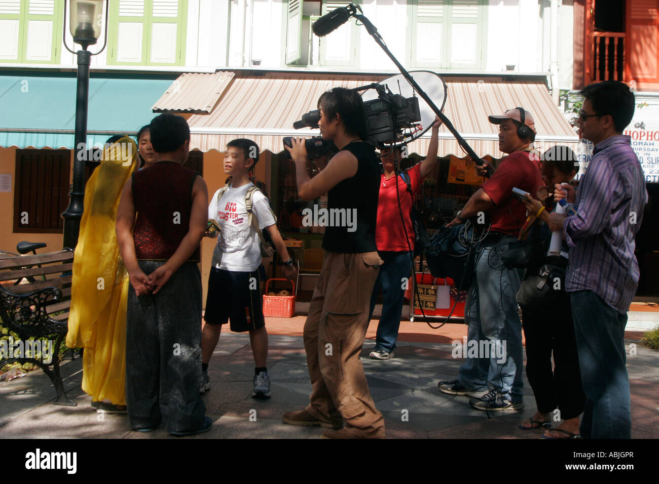 A local Singapore soap TV series is filmed in Little Arab st, Singapore