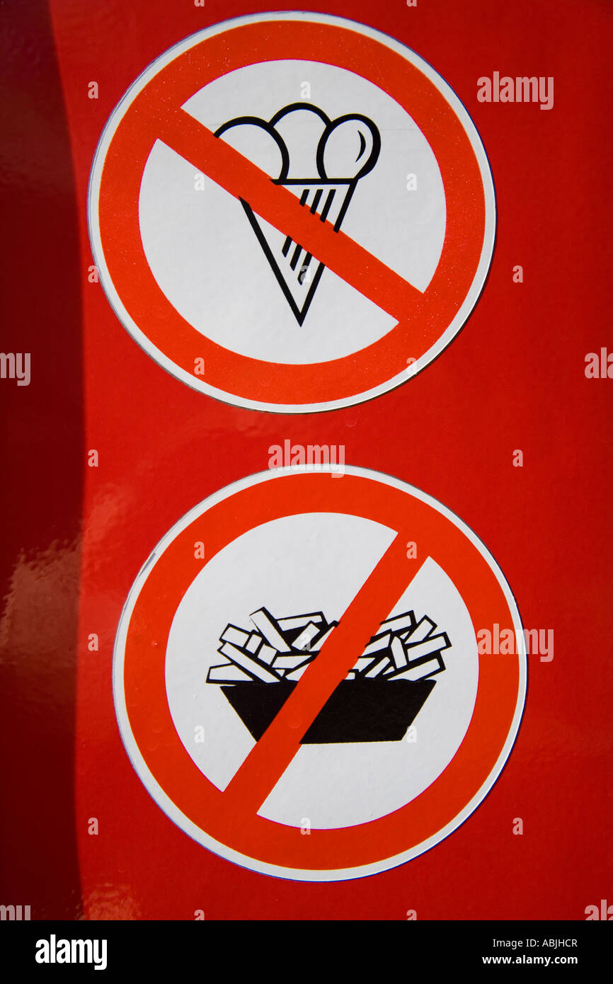 No IceCream French Fries Allowed Sign Stock Photo Alamy
