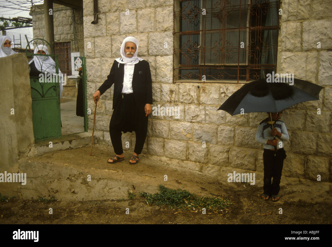 Syrian Druze community people in the village of Mas'ade, Golan Heights Israe.l 1980s 1982 HOMER SYKES Stock Photo