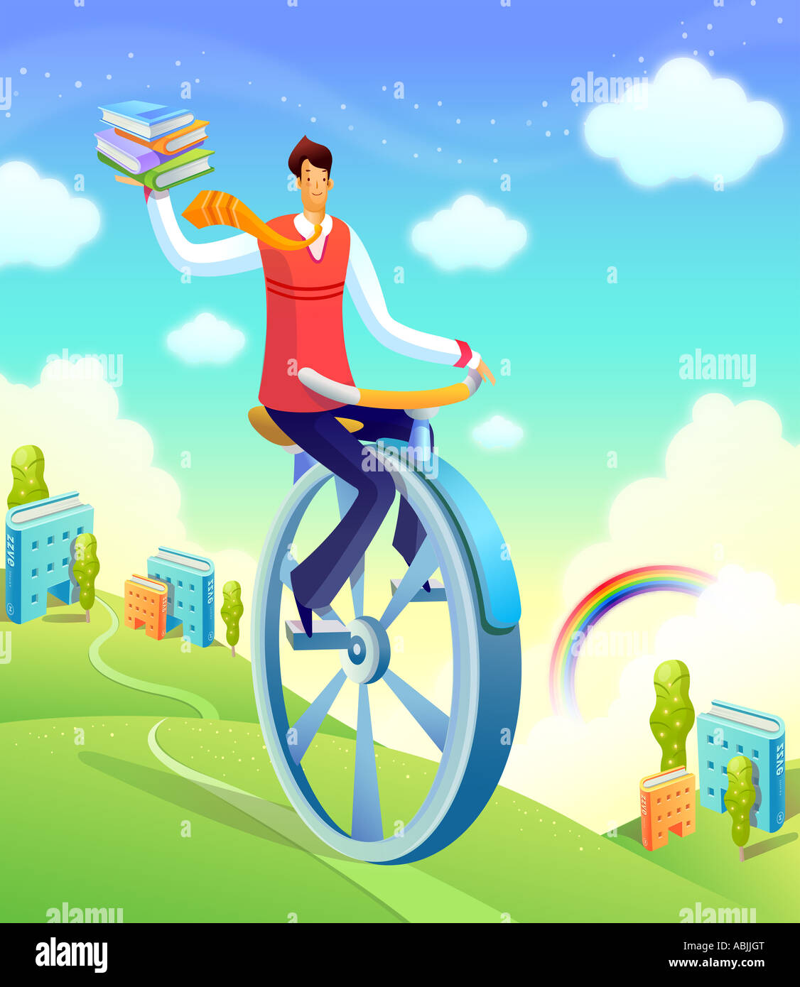 Businessman on a unicycle Stock Photo - Alamy