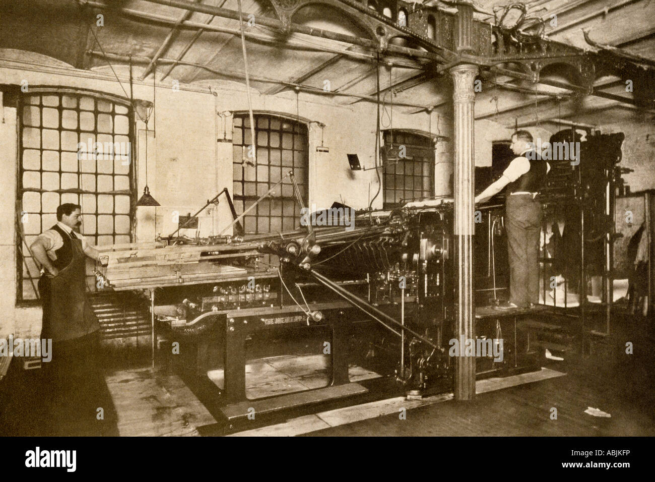 Book and magazine printing press at New York City in the early 1900s