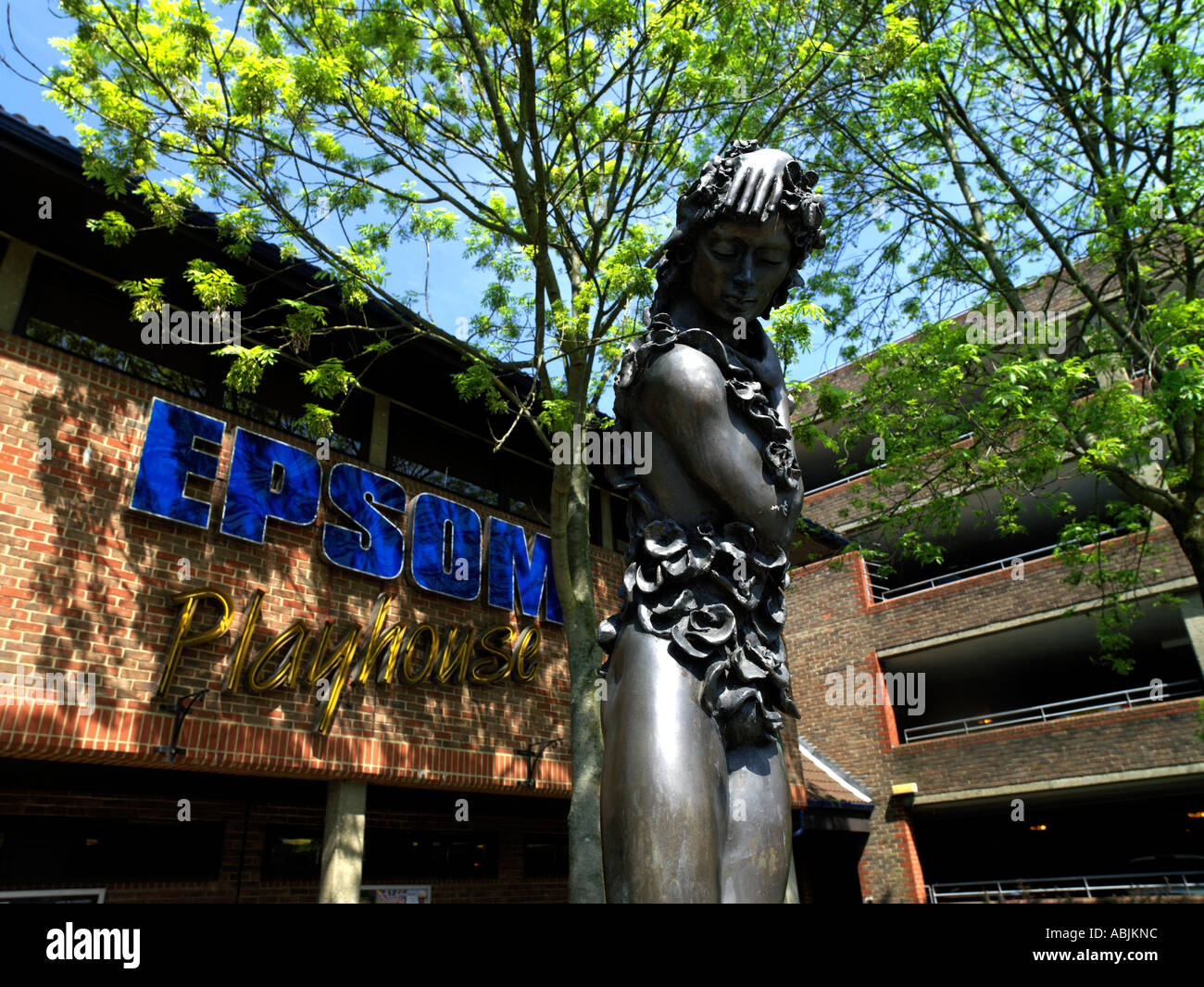 Epsom Playhouse and Statue in Surrey England Stock Photo Alamy
