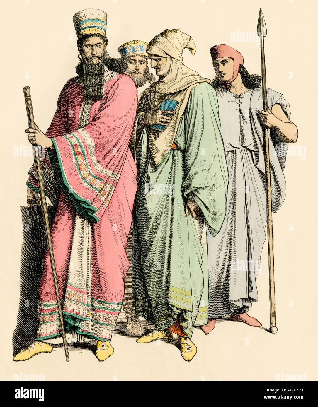 Babylonian and Persians. Hand-colored print Stock Photo